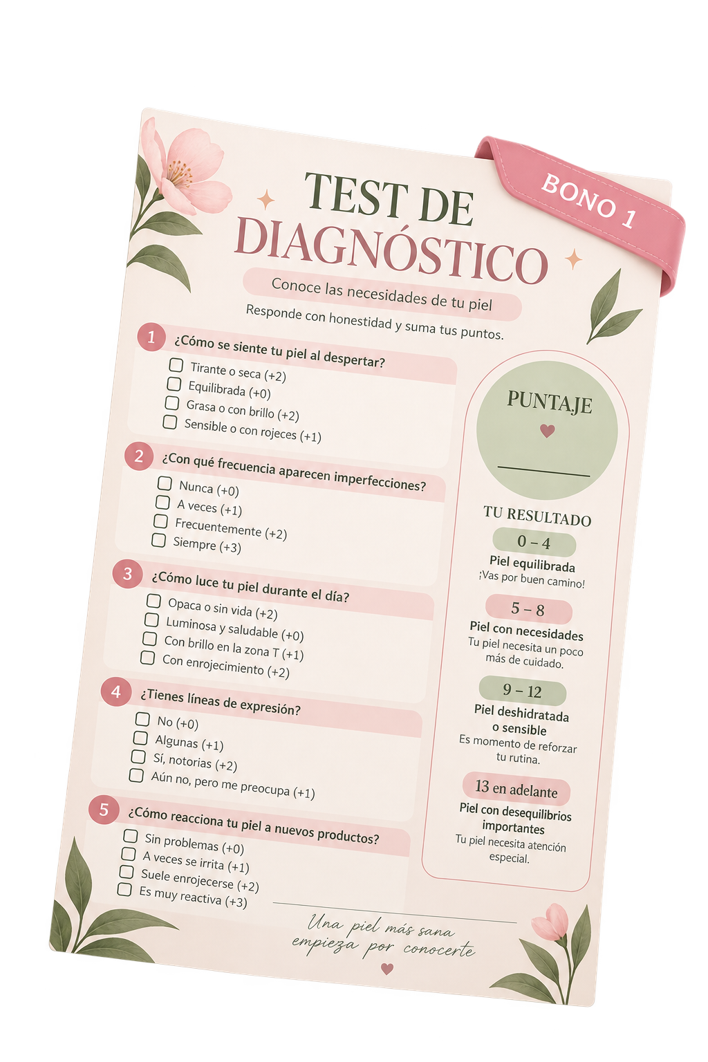 Test de diagnóstico con puntaje