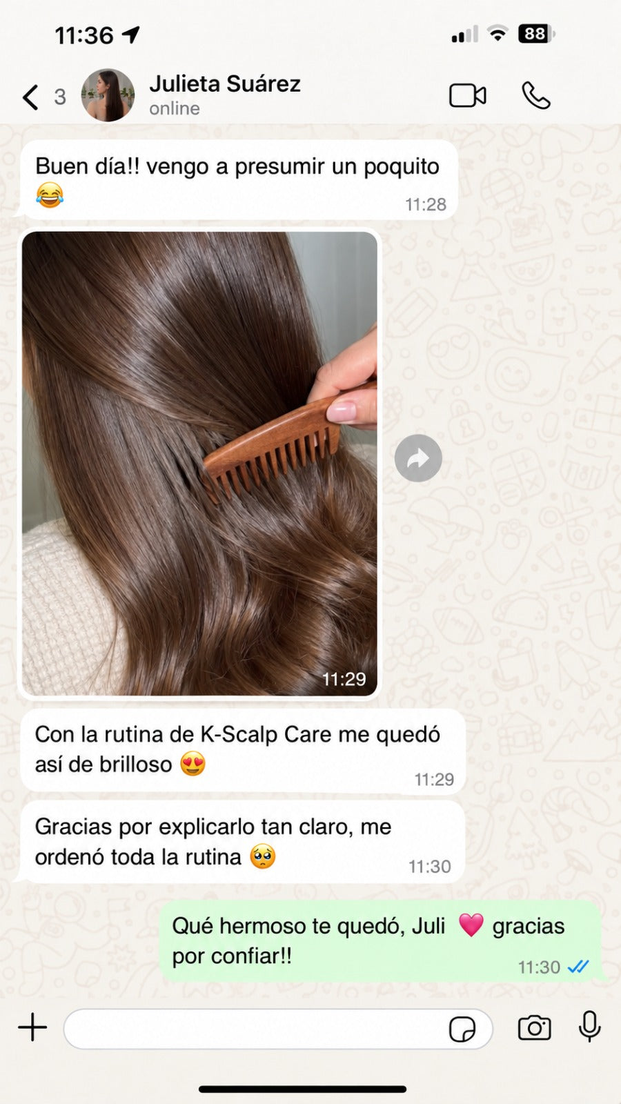 Captura real de WhatsApp de una lectora