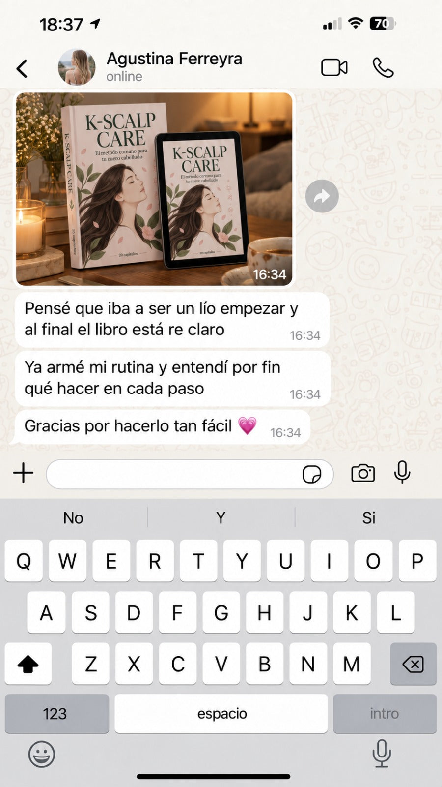Captura real de WhatsApp de una lectora
